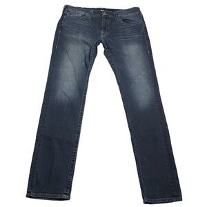 True Religion Rocco Jeans Men 38x32 Relaxed Skinny Blue Stretch Denim
